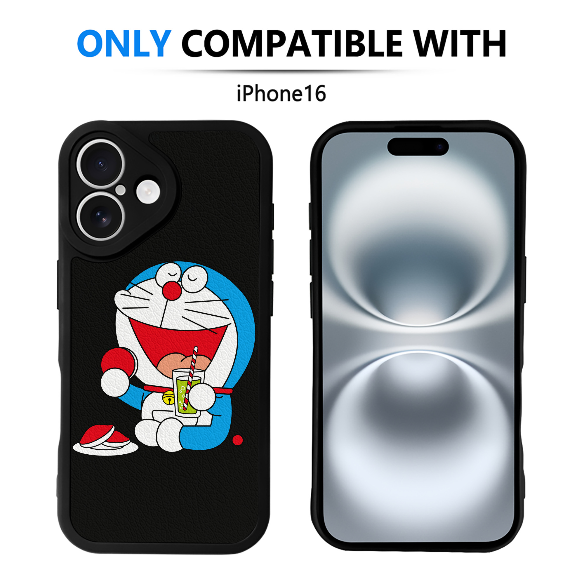 （画像用） ドラえもん Doraemon 【iPhone 16シリーズ対応】シリコンスマホケース（レザー調） 材質：シリコン